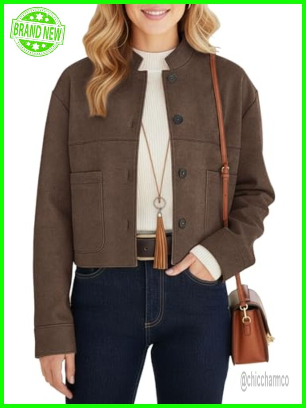 Faux Suede Cropped Aviator Bomber Jacket Lightweight Oversized Motorcycle